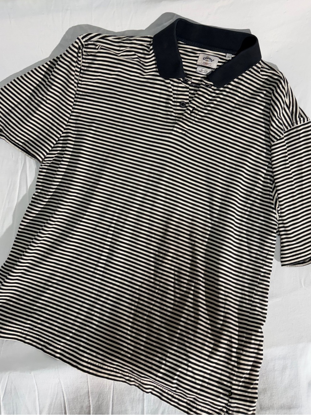 Callaway Black & White Striped Polo